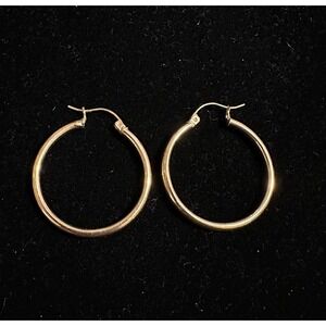 14k Yellow Gold Hoop Earrings 1" JCM